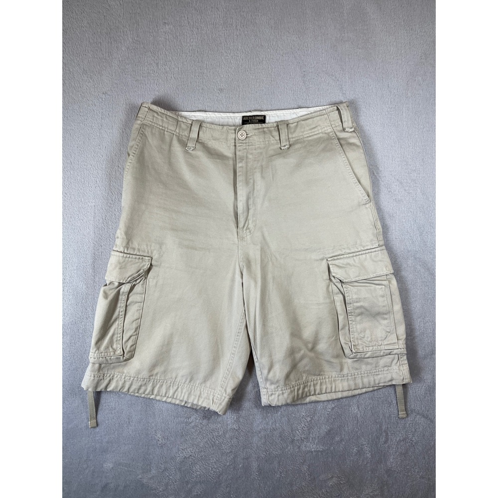 Abercrombie & Fitch Vintage Fatigues Cargo Shorts Mens 36 Tan Khaki Cotton 10"